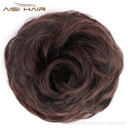 Aisi Hair Multi Color Synthetic Curly Donut Chignon Bun Elastic Rope Rubber Band Hairpiece Ponytail Extension For Women